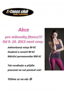 Trvalé snížení cen do fitness (posilovny)